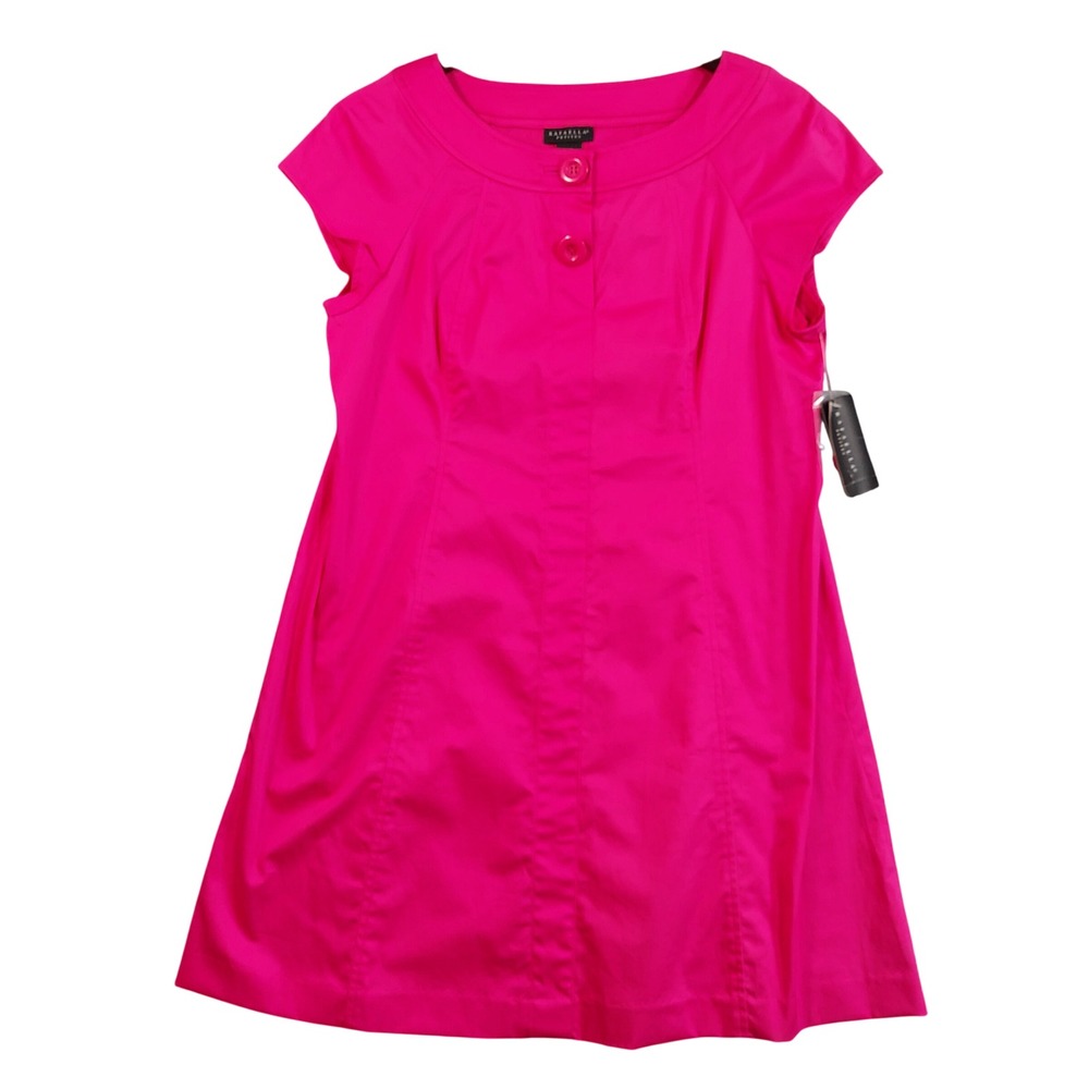 Rafaella Shift Dress Women 14P Fuchsia Pink Stretch Sateen Cap Sleeve PHI7025